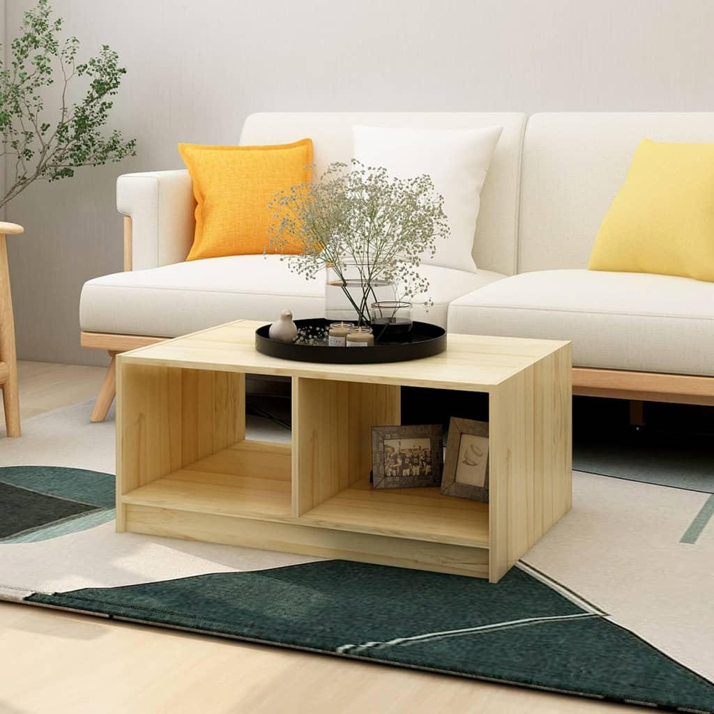 vidaXL Solid Pinewood Coffee Table 29.5"x13.2" Couch End Table Multi Colors-9