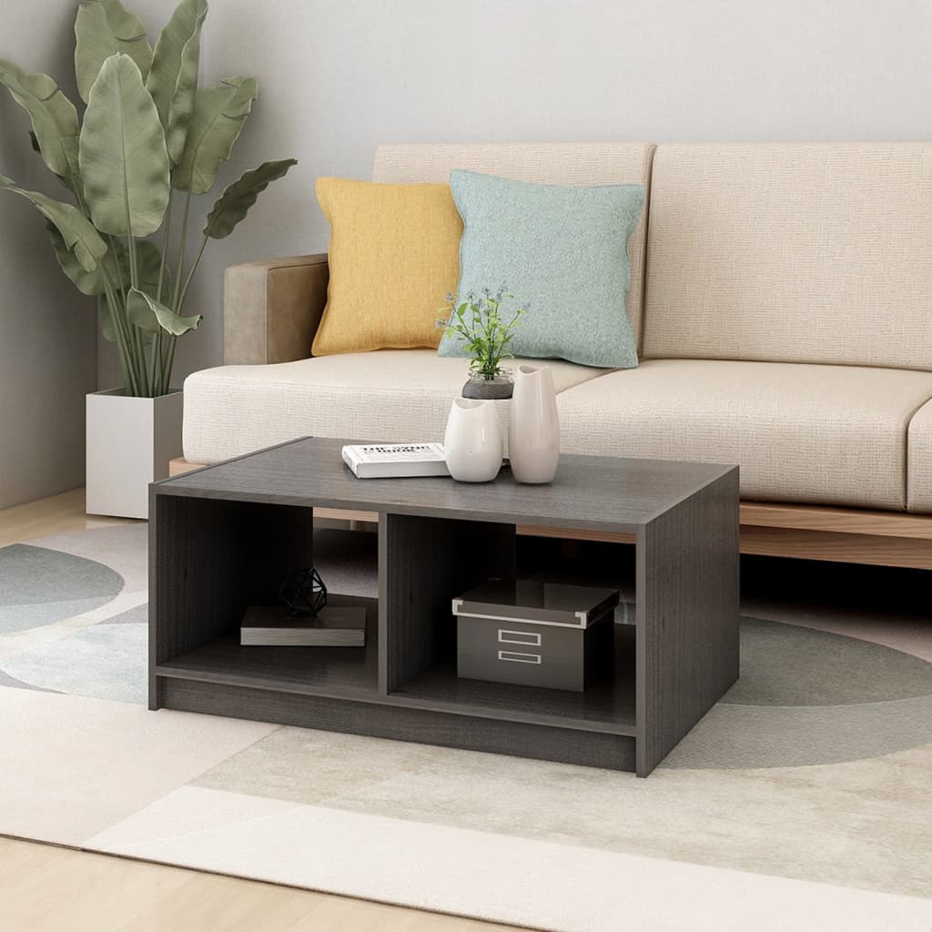 vidaXL Solid Pinewood Coffee Table 29.5"x13.2" Couch End Table Multi Colors-2