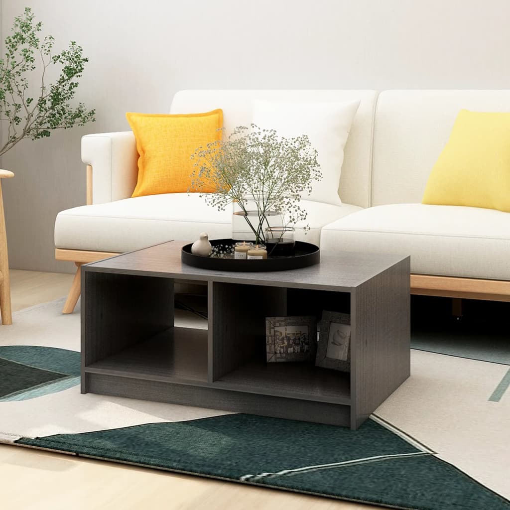 vidaXL Solid Pinewood Coffee Table 29.5"x13.2" Couch End Table Multi Colors-14