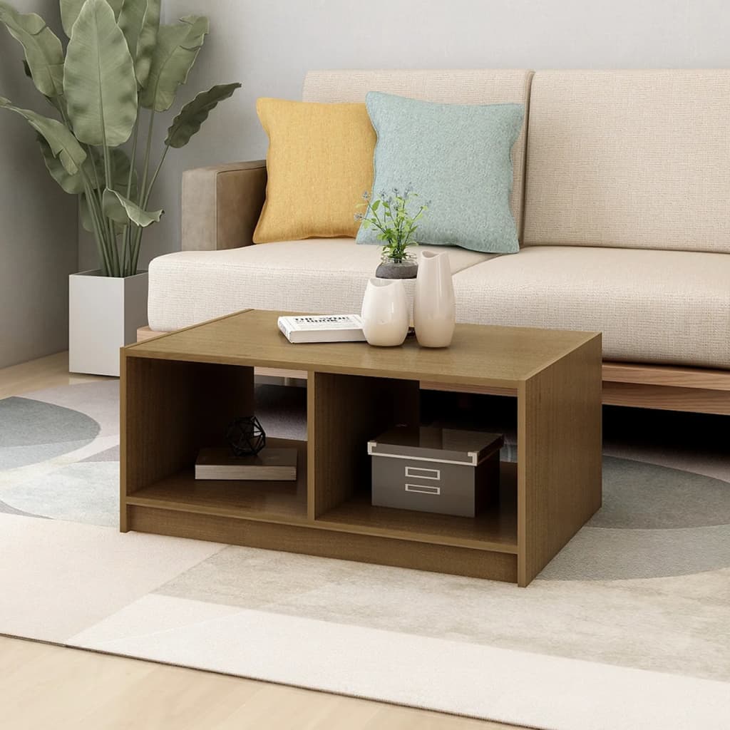 vidaXL Solid Pinewood Coffee Table 29.5"x13.2" Couch End Table Multi Colors-5