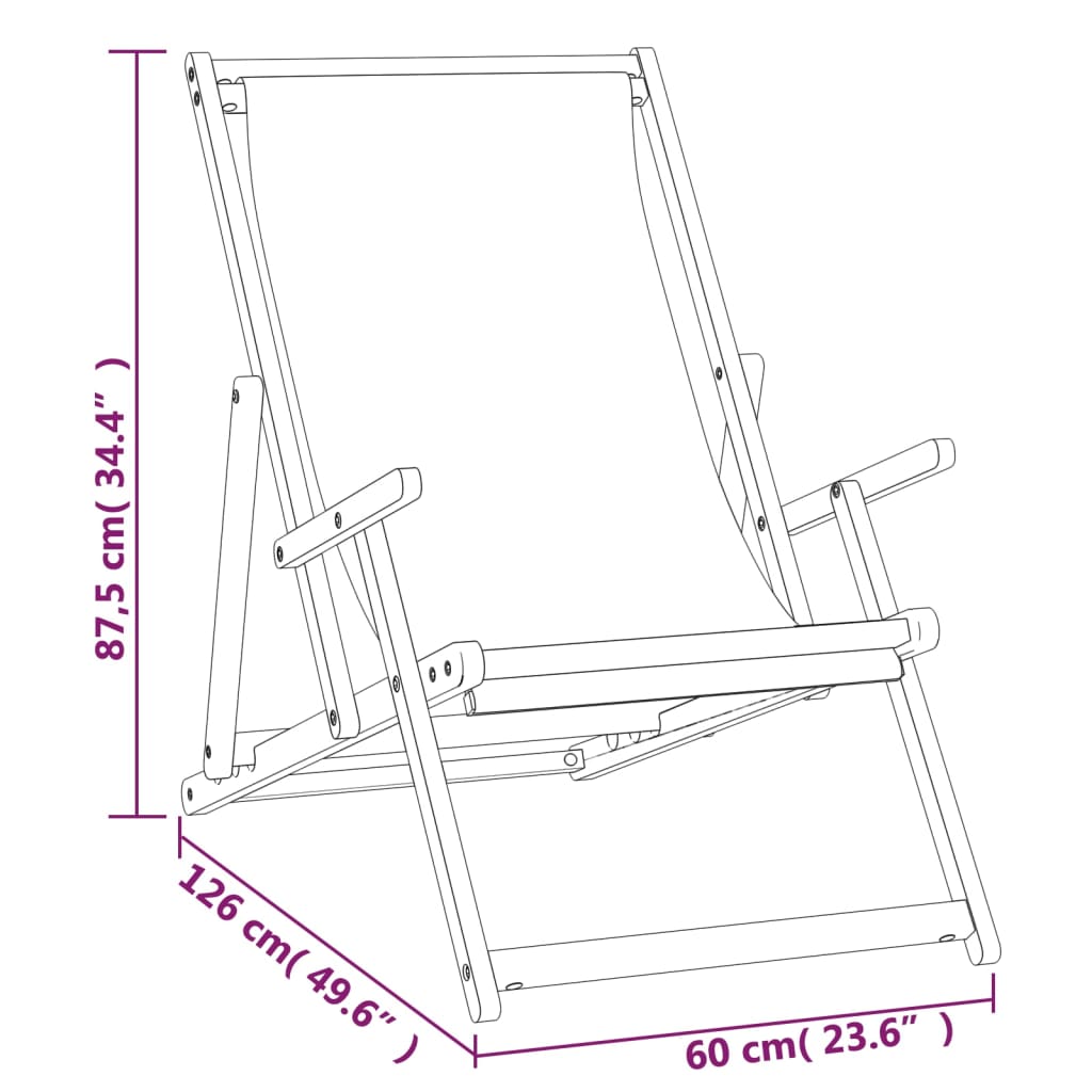 vidaXL Deck Chair Teak 22.1"x41.3"x37.8" Blue-48