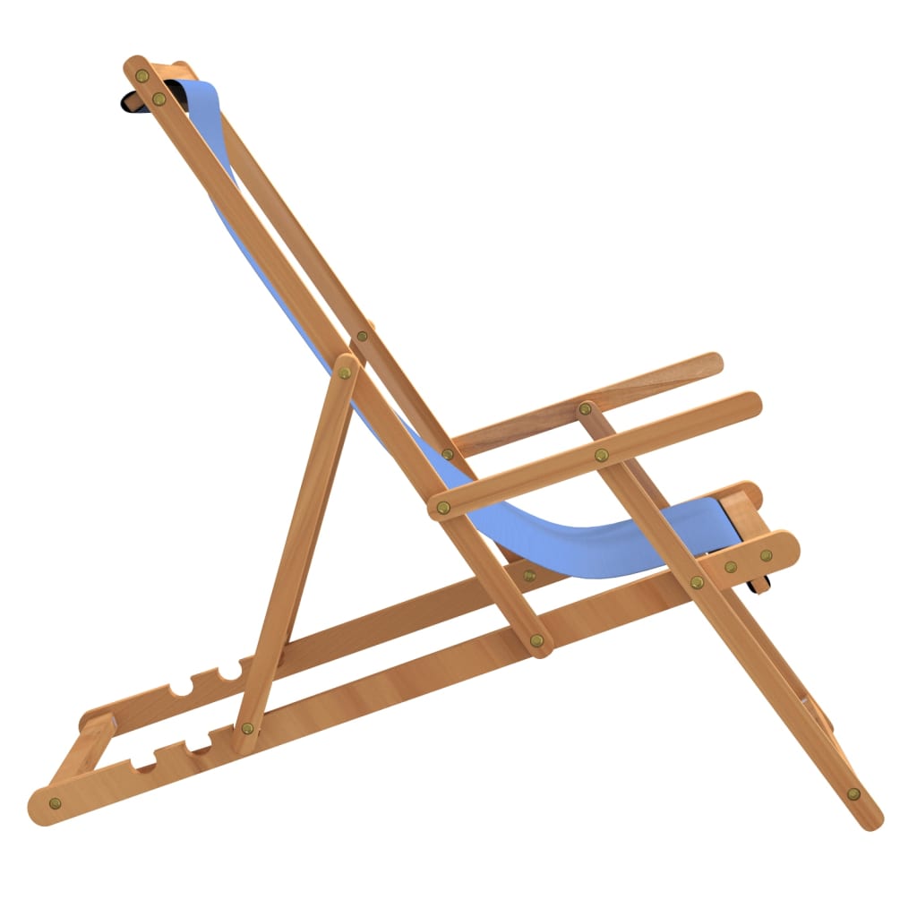 vidaXL Deck Chair Teak 22.1"x41.3"x37.8" Blue-35