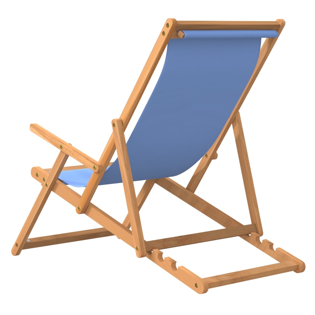 vidaXL Deck Chair Teak 22.1"x41.3"x37.8" Blue-42