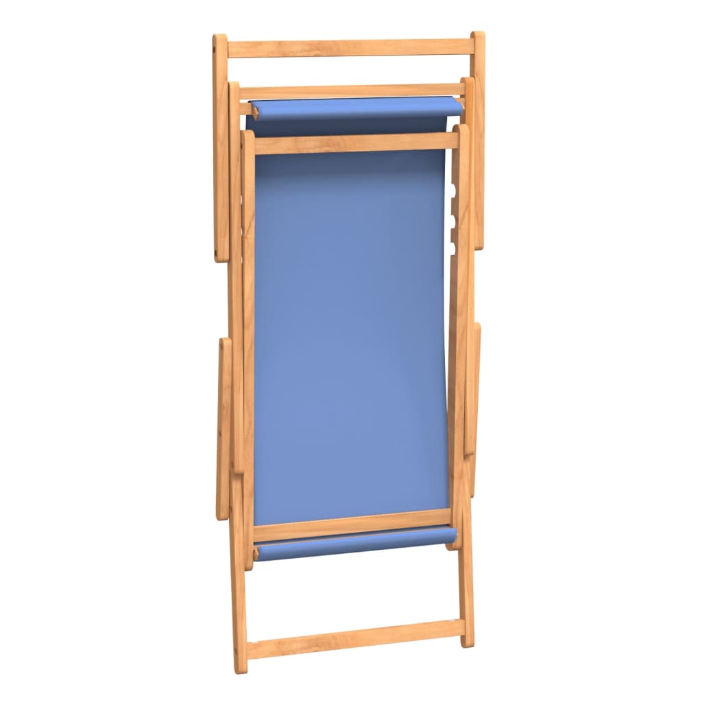 vidaXL Deck Chair Teak 22.1"x41.3"x37.8" Blue-49