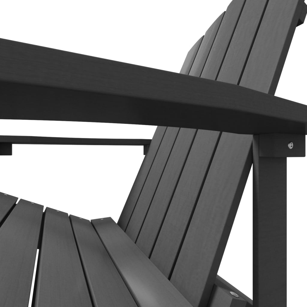 vidaXL Patio Adirondack Chair with Footstool HDPE Anthracite-5