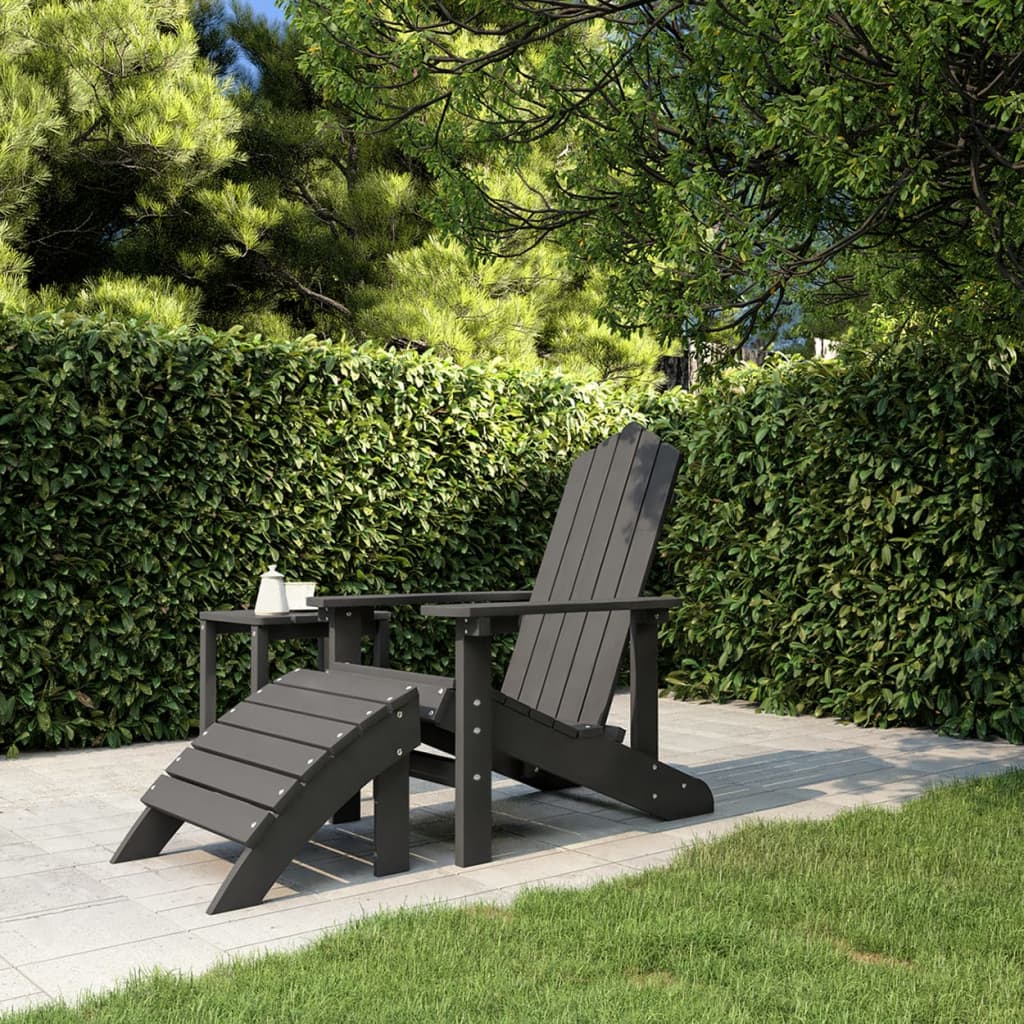 vidaXL Patio Adirondack Chair with Footstool HDPE Anthracite-4