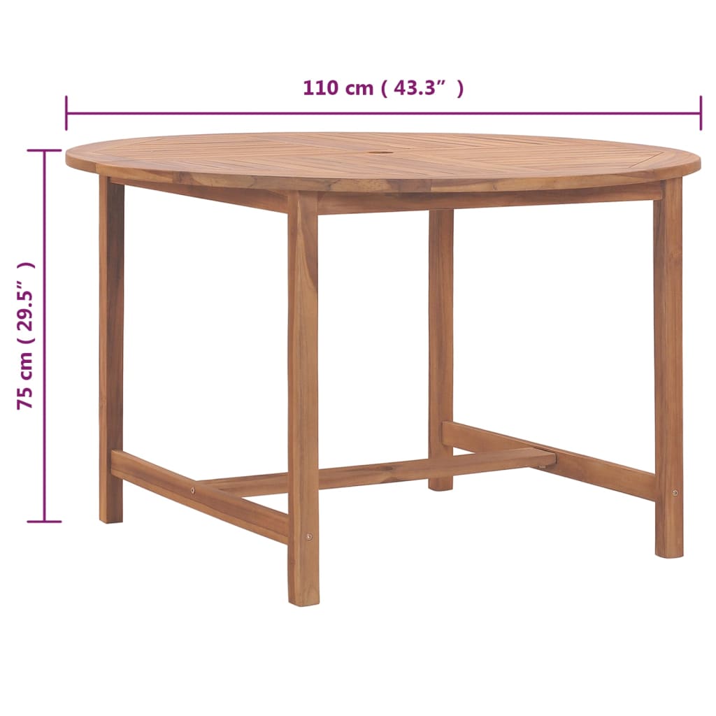 vidaXL Patio Dining Table Ø43.3"x29.5" Solid Wood Teak-4