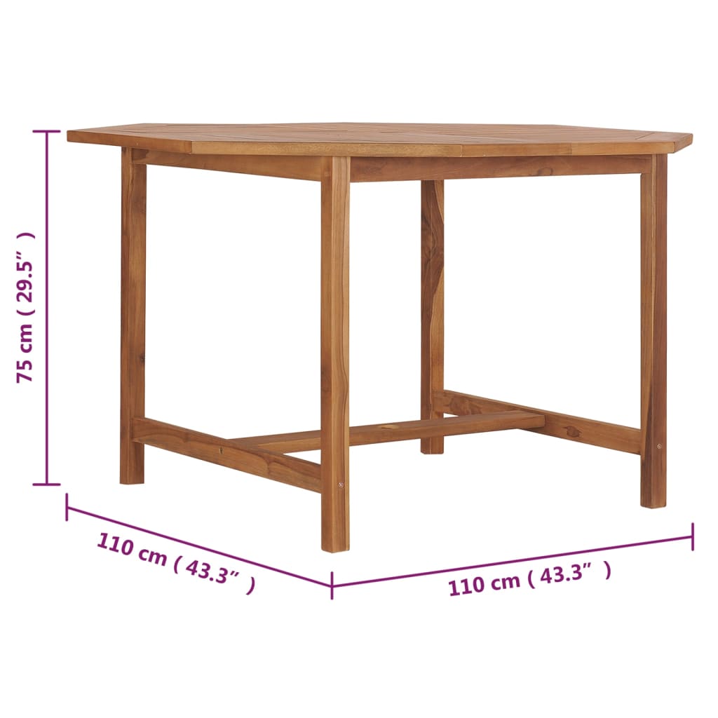 vidaXL Patio Dining Table 43.3"x43.3"x29.5" Solid Wood Teak-0