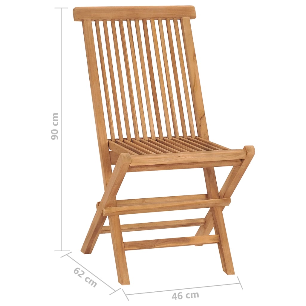 vidaXL Patio Folding Chairs Camping Garden Chair with Backrest Solid Wood Teak-23