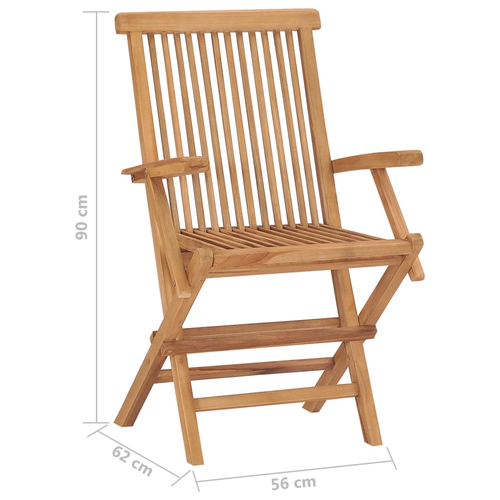 vidaXL 2/3x Solid Teak Wood Folding Chairs Garden Outdoor Wooden Furniture-2