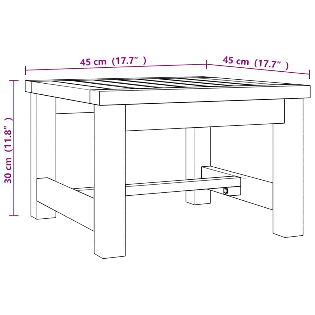 vidaXL Coffee Table 17.7"x17.7"x11.8" Solid Wood Teak-5