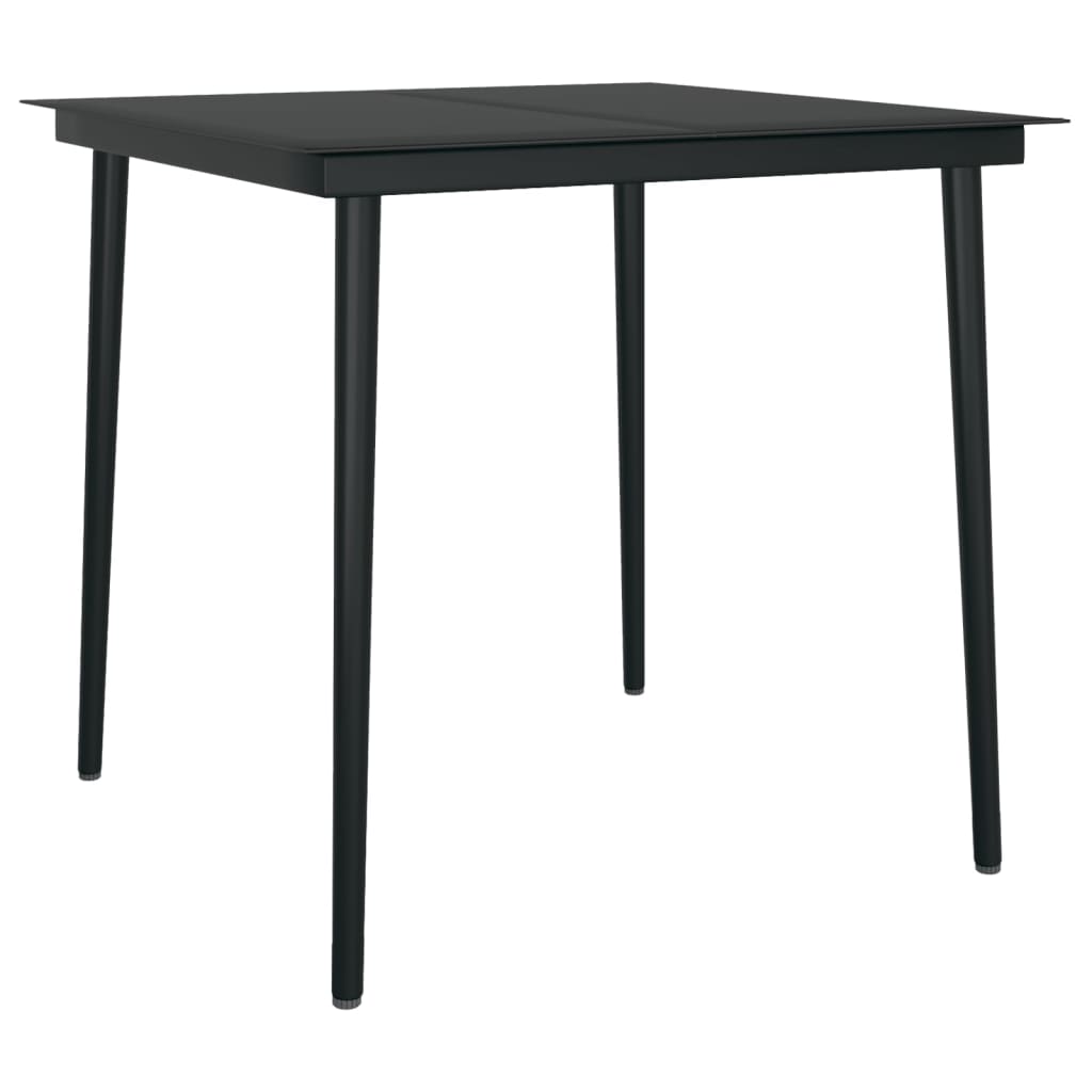 vidaXL Patio Dining Table Black 31.5"x31.5"x29.1" Steel and Glass-25