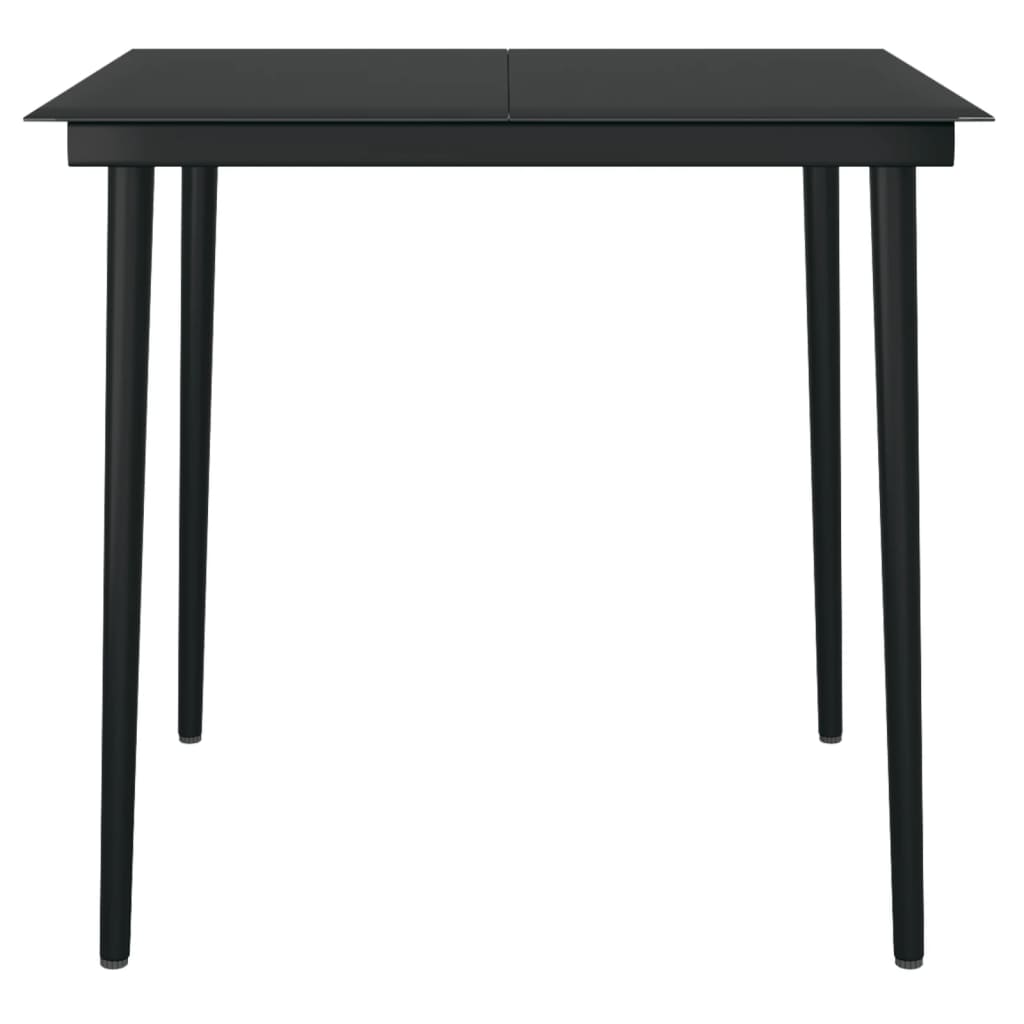 vidaXL Patio Dining Table Black 31.5"x31.5"x29.1" Steel and Glass-10