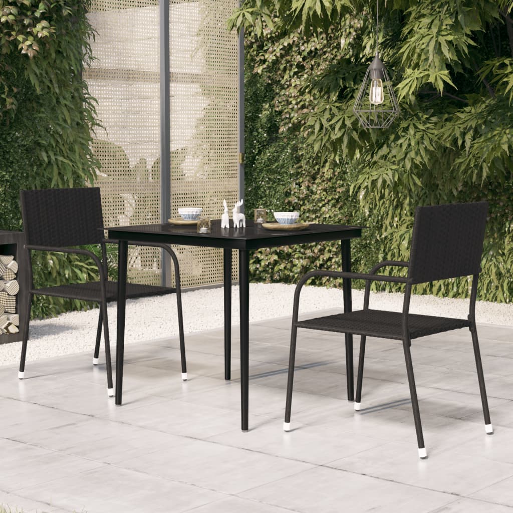 vidaXL Patio Dining Table Black 31.5"x31.5"x29.1" Steel and Glass-4