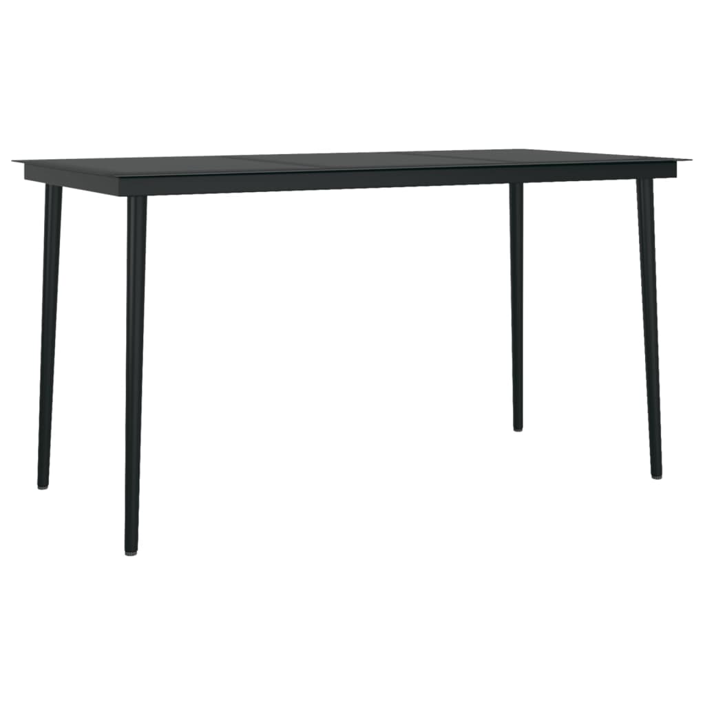 vidaXL Patio Dining Table Black 31.5"x31.5"x29.1" Steel and Glass-19