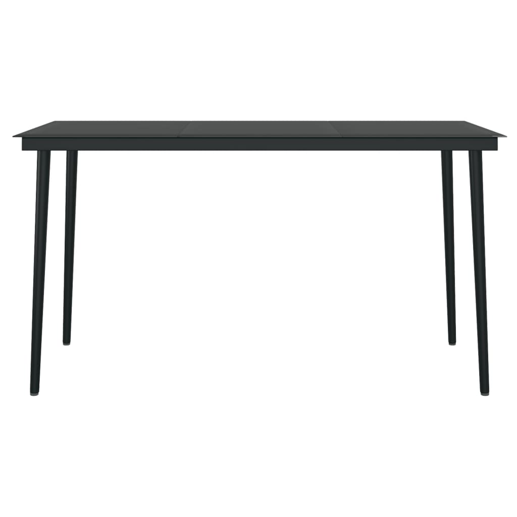 vidaXL Patio Dining Table Black 31.5"x31.5"x29.1" Steel and Glass-26