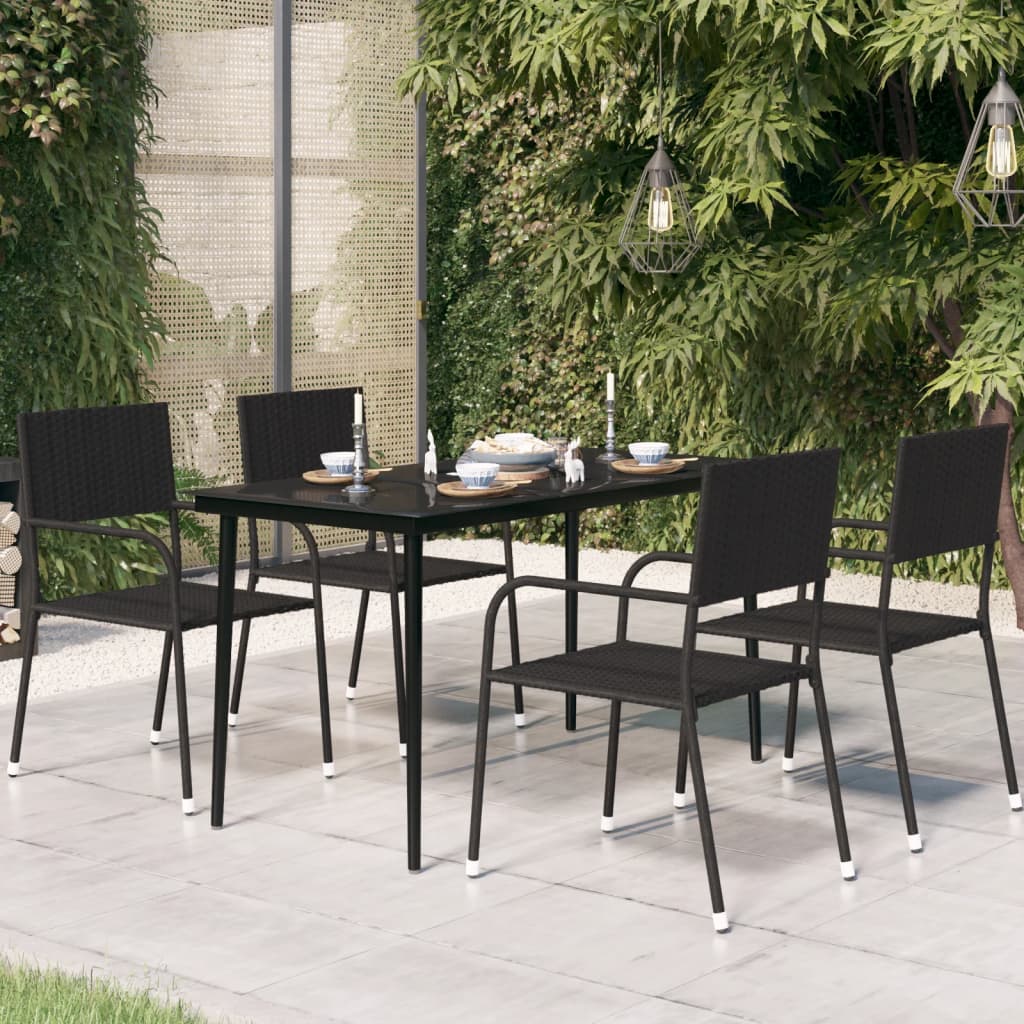 vidaXL Patio Dining Table Black 31.5"x31.5"x29.1" Steel and Glass-22