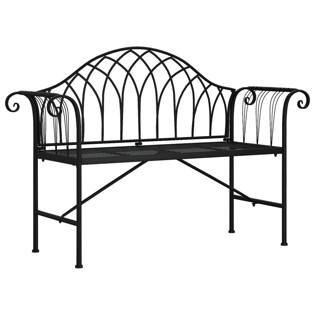 vidaXL 2-Seater Patio Bench 50.4" Black Steel-1