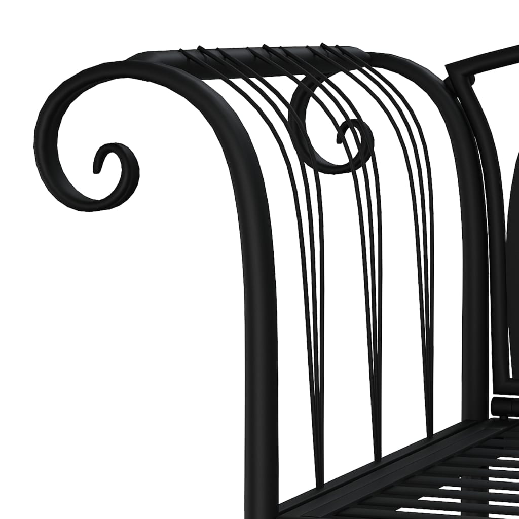 vidaXL 2-Seater Patio Bench 50.4" Black Steel-4