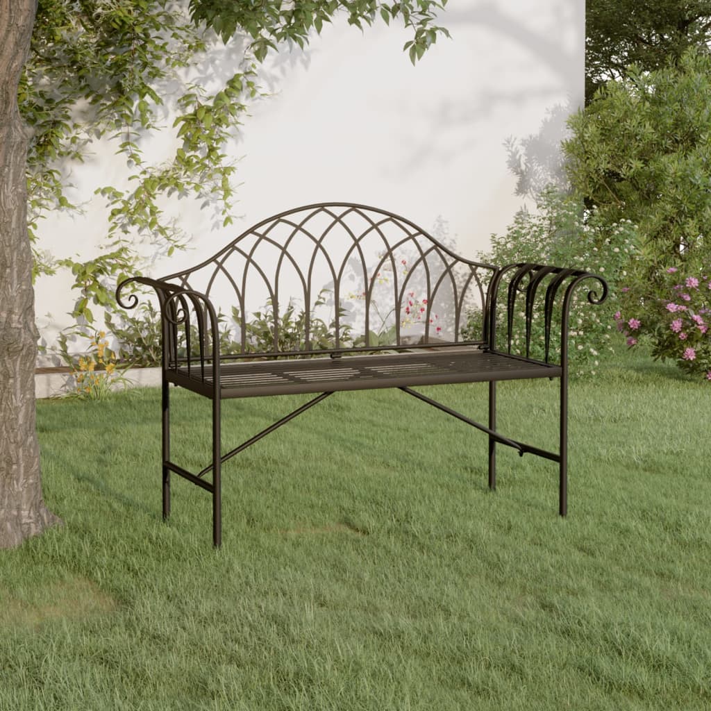 vidaXL 2-Seater Patio Bench 50.4" Black Steel-0