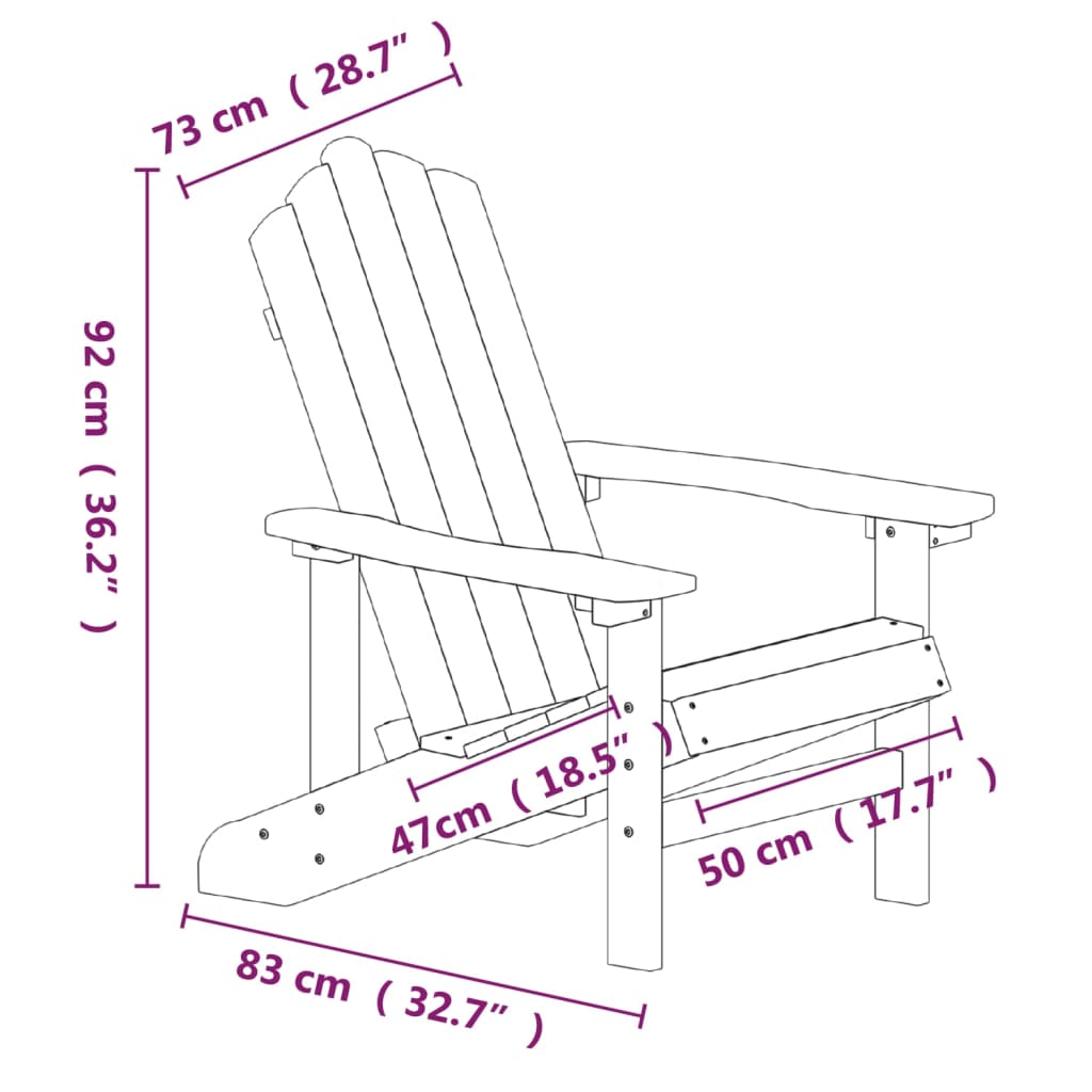 vidaXL Patio Adirondack Chairs 2 pcs HDPE White-3