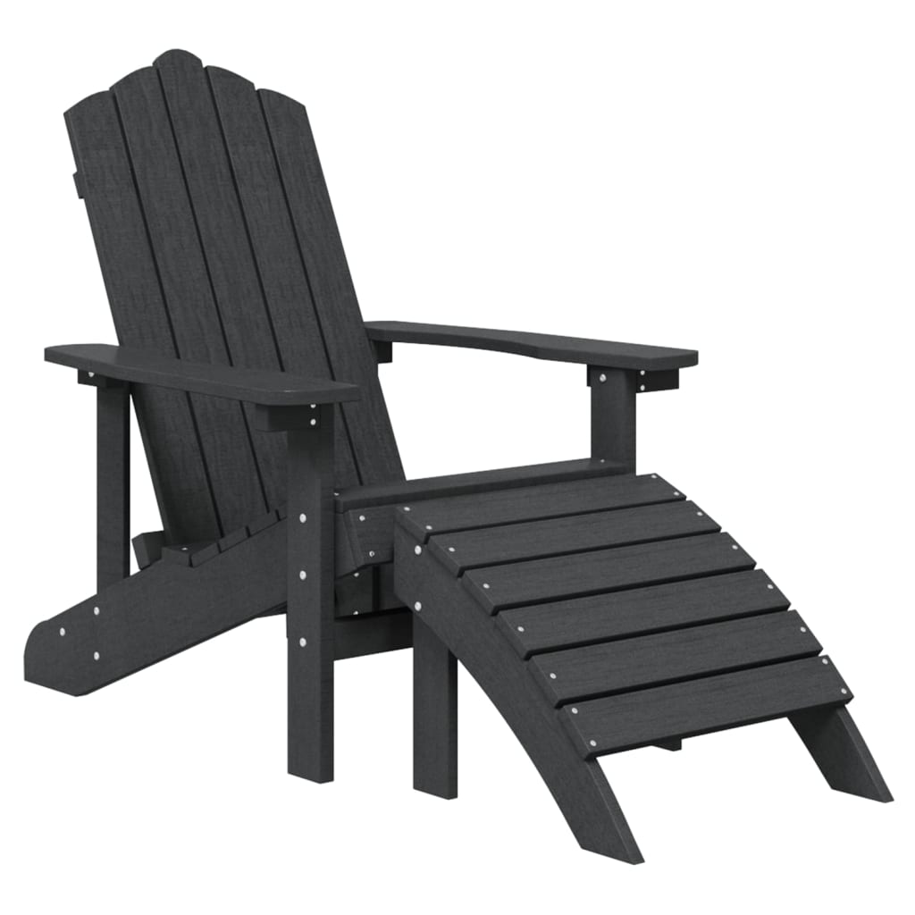 vidaXL Patio Adirondack Chairs 2 pcs with Footstools HDPE Anthracite-2