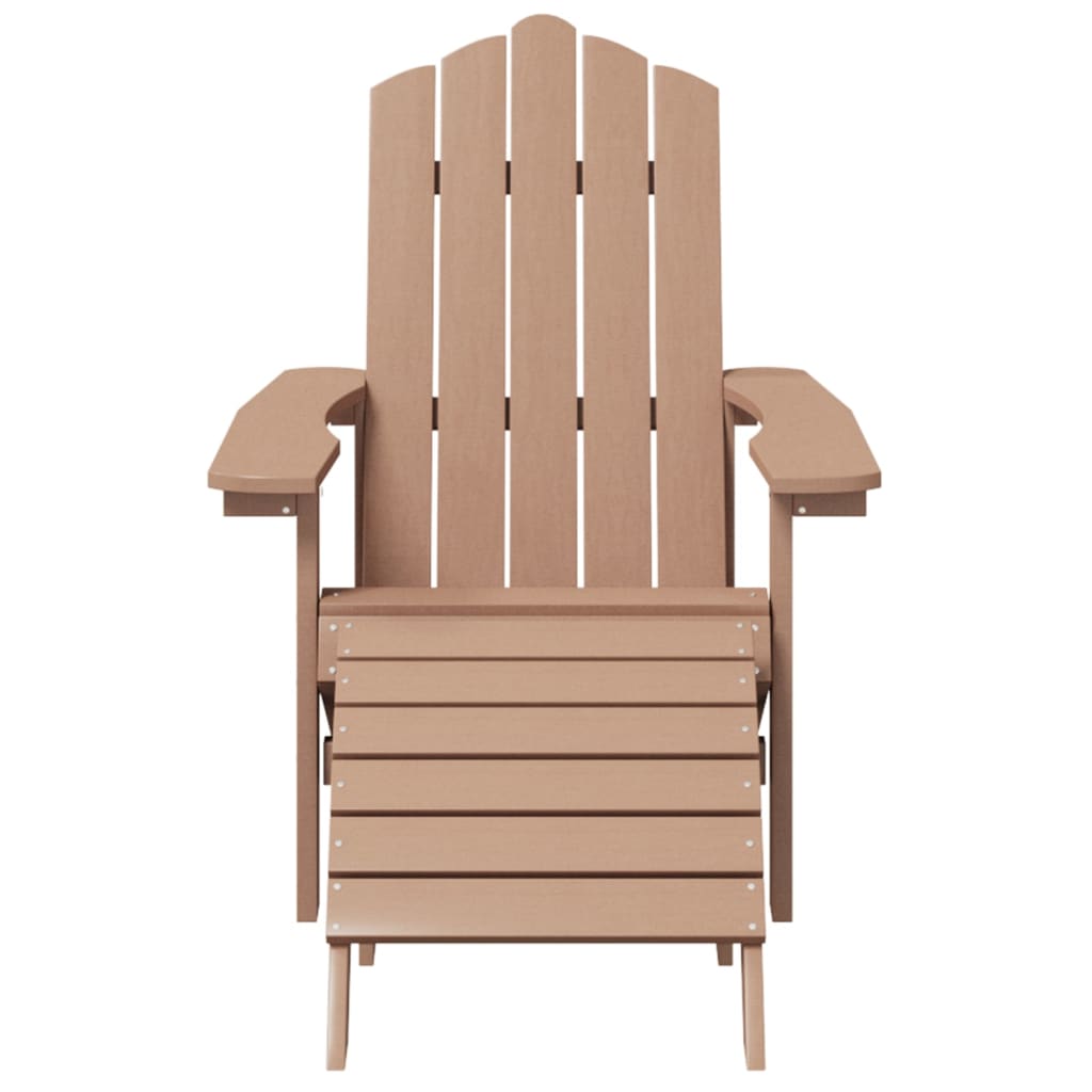 vidaXL Patio Adirondack Chairs 2 pcs with Footstools HDPE Brown-4