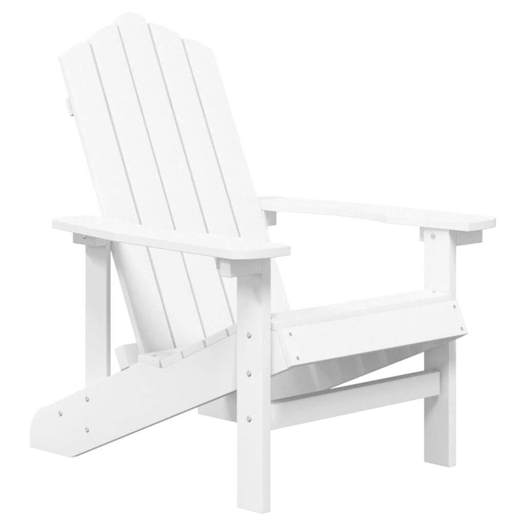 vidaXL Patio Adirondack Chair with Table HDPE White-2