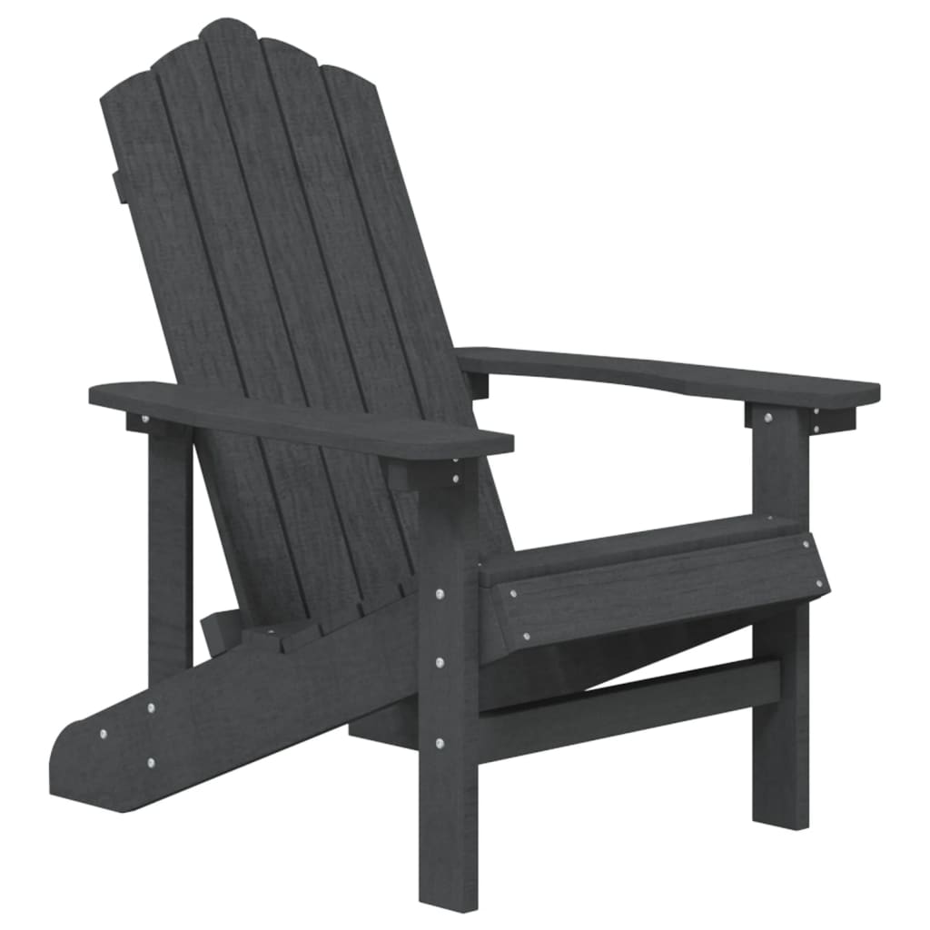 vidaXL Patio Adirondack Chair with Table HDPE Anthracite-1