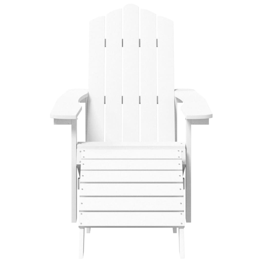 vidaXL Patio Adirondack Chair with Footstool & Table HDPE White-3