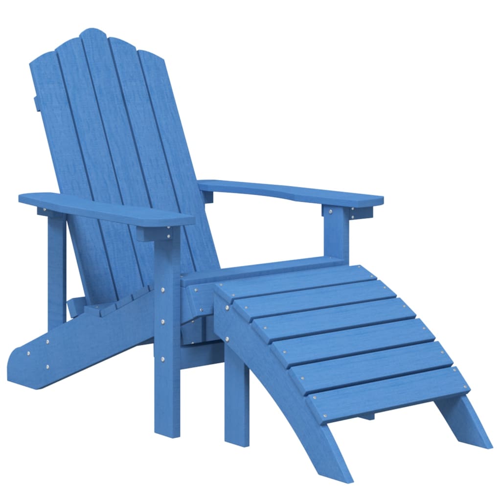 vidaXL Patio Adirondack Chairs with Footstool & Table HDPE Aqua Blue-1