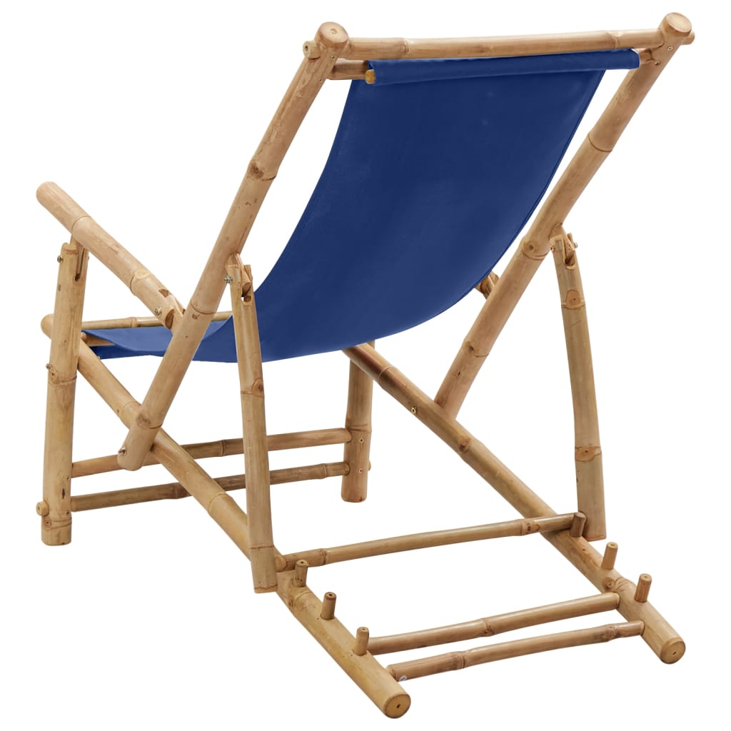 vidaXL Patio Deck Chair Sling Chair for Balcony Deck Porch Bamboo and Canvas-18