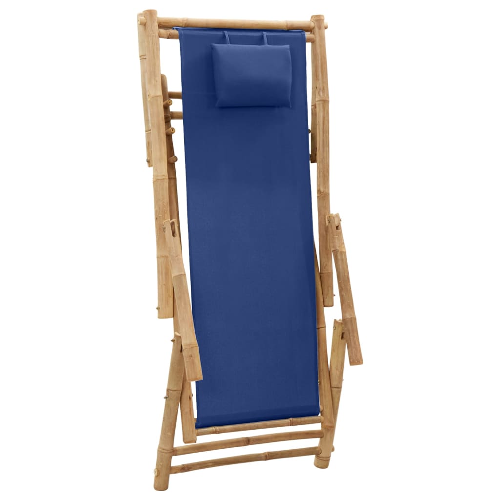 vidaXL Patio Deck Chair Sling Chair for Balcony Deck Porch Bamboo and Canvas-22