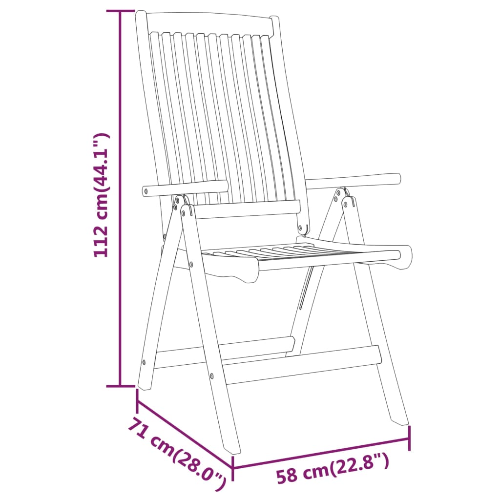 vidaXL Patio Folding Chairs Camping Garden Lawn Chair Solid Wood Eucalyptus-12