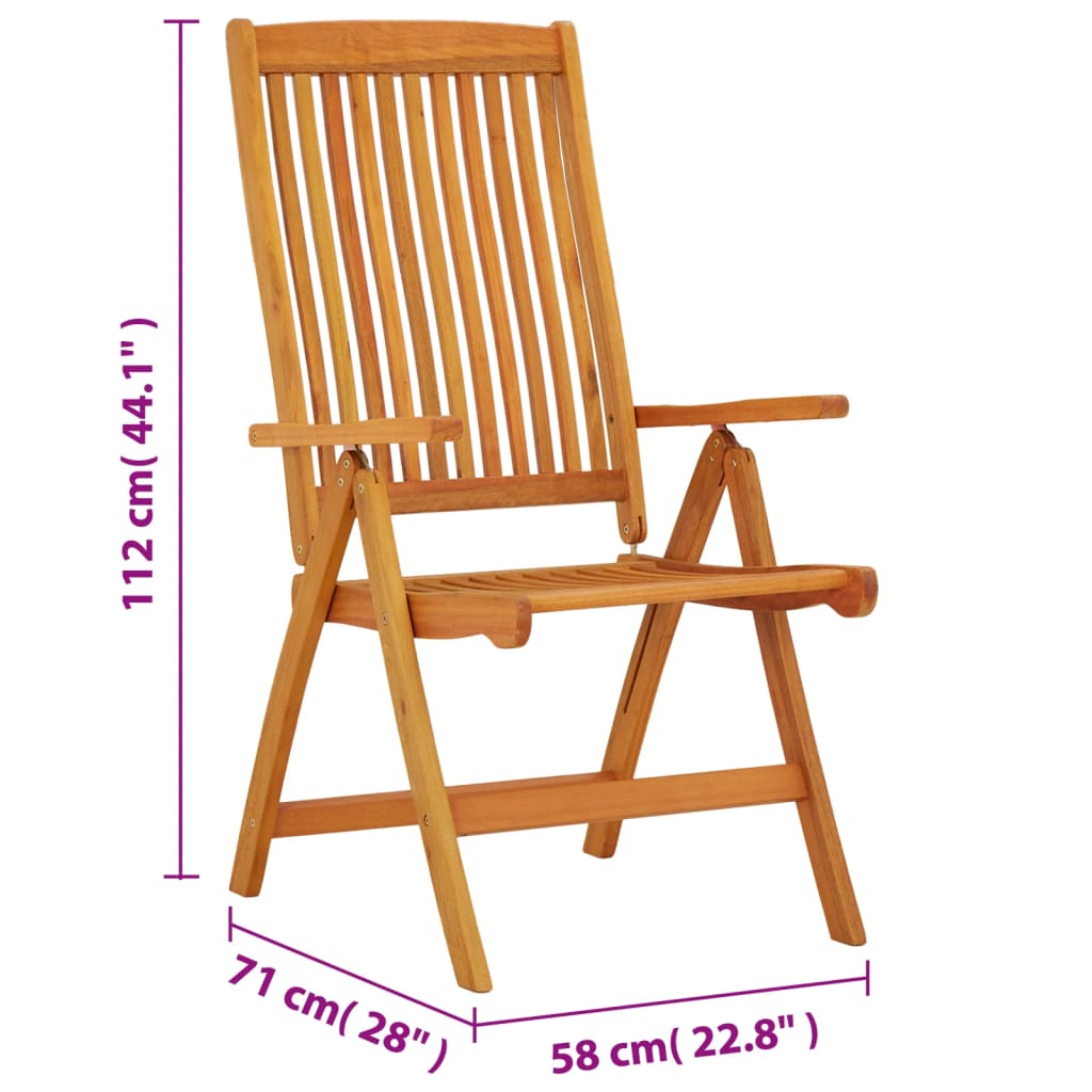 vidaXL Patio Folding Chairs Camping Garden Lawn Chair Solid Wood Eucalyptus-9