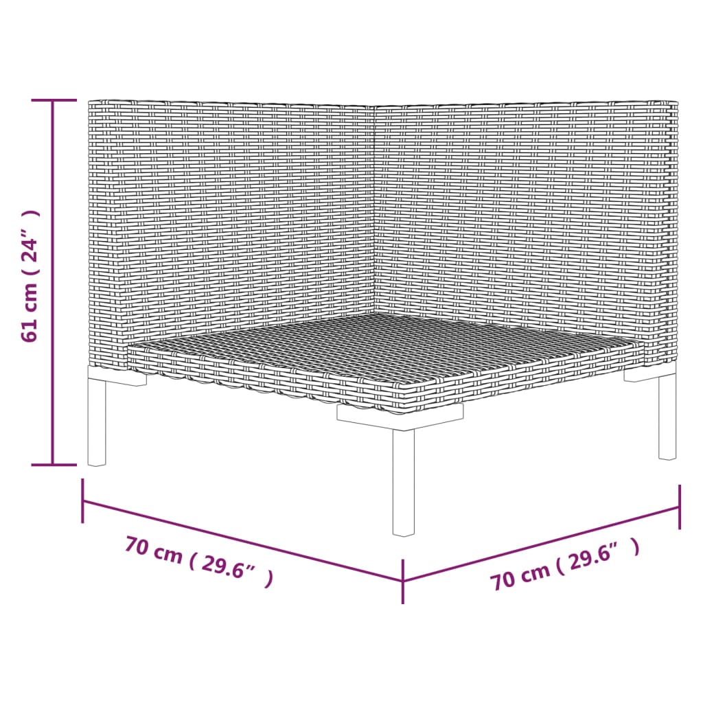 vidaXL Patio Sofa with Cushions Half Round Poly Rattan-5