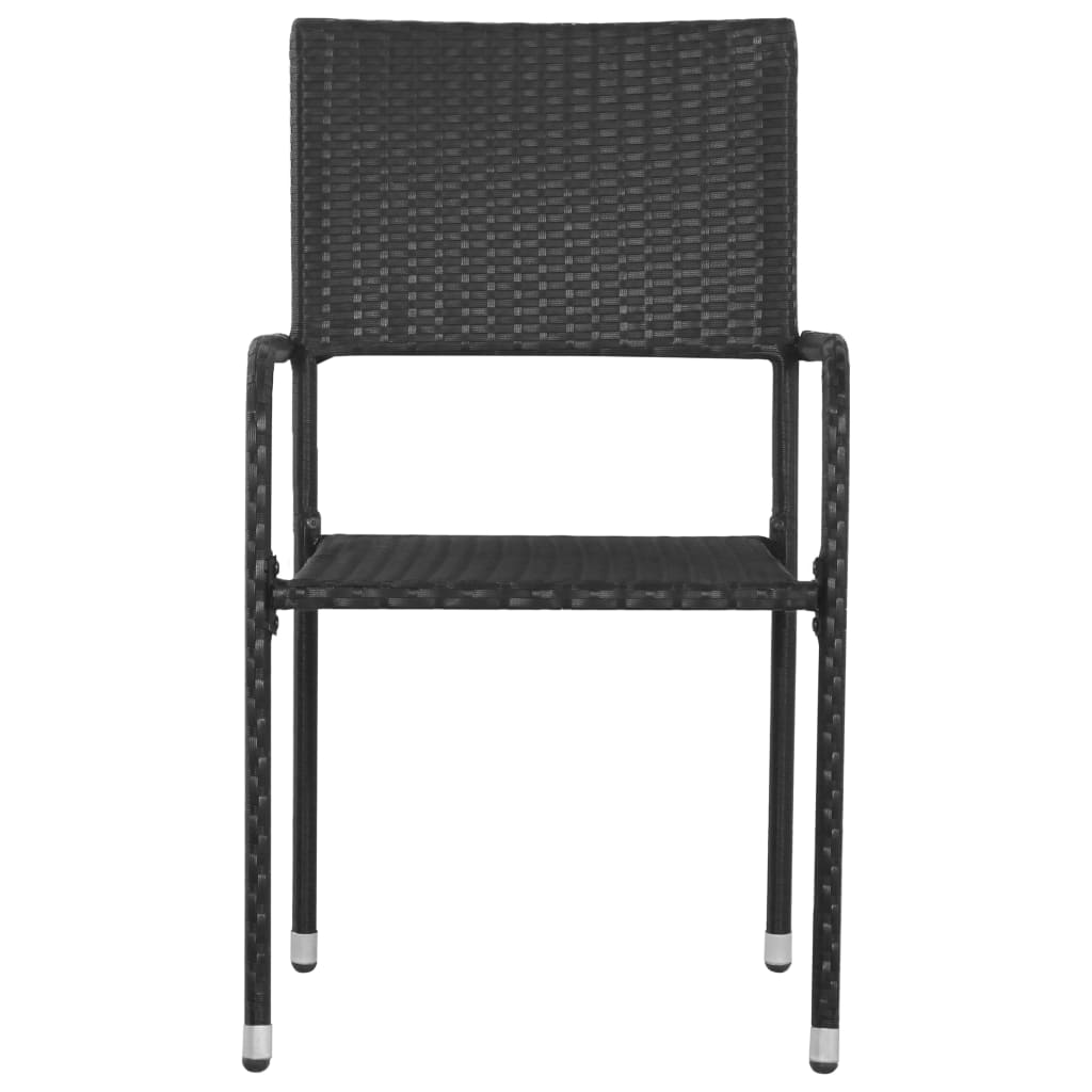 vidaXL Patio Dining Chairs 6 pcs Stackable Black Poly Rattan-2