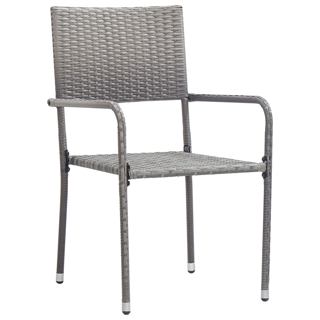 vidaXL Patio Dining Chairs 6 pcs Stackable Gray Poly Rattan-1