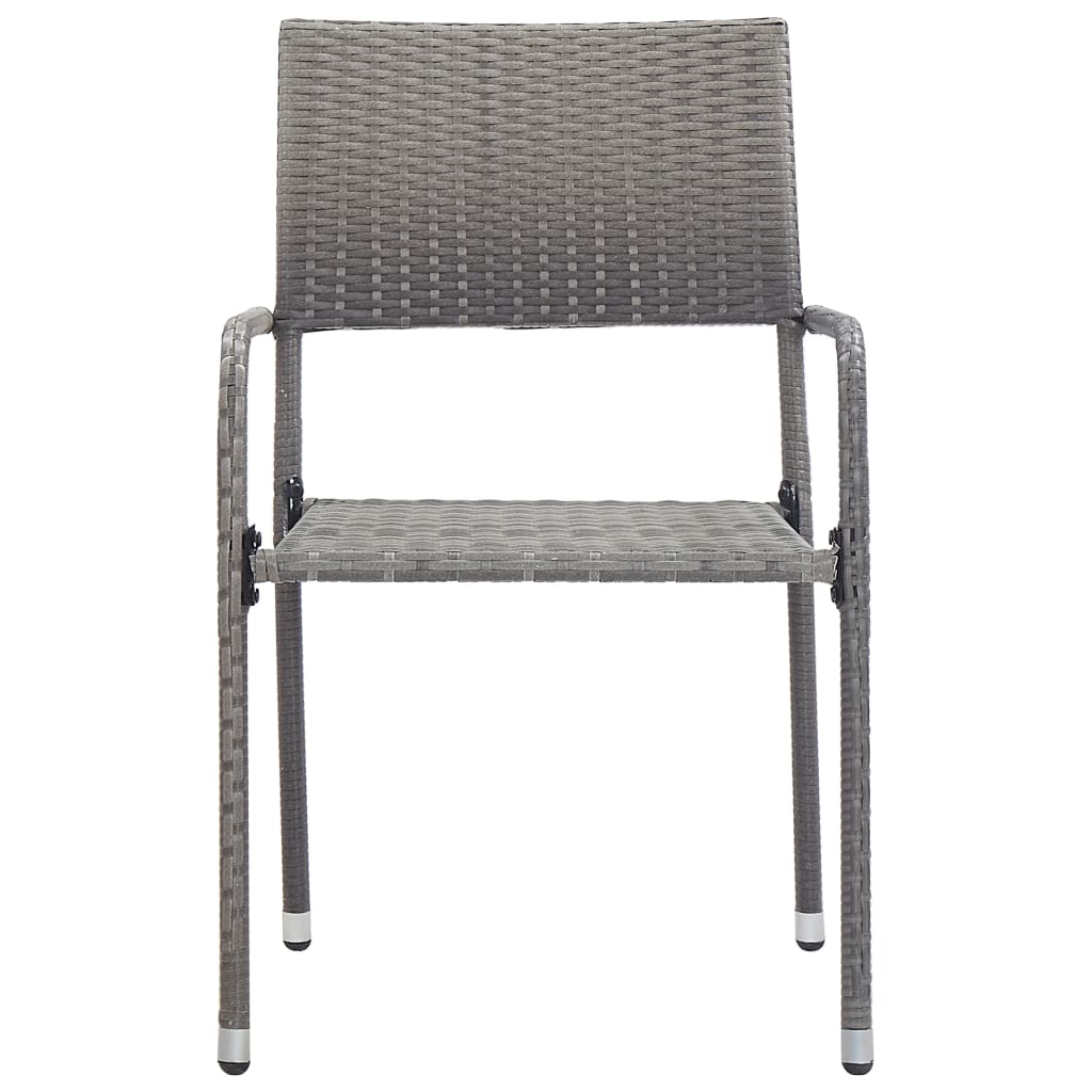 vidaXL Patio Dining Chairs 6 pcs Stackable Gray Poly Rattan-2