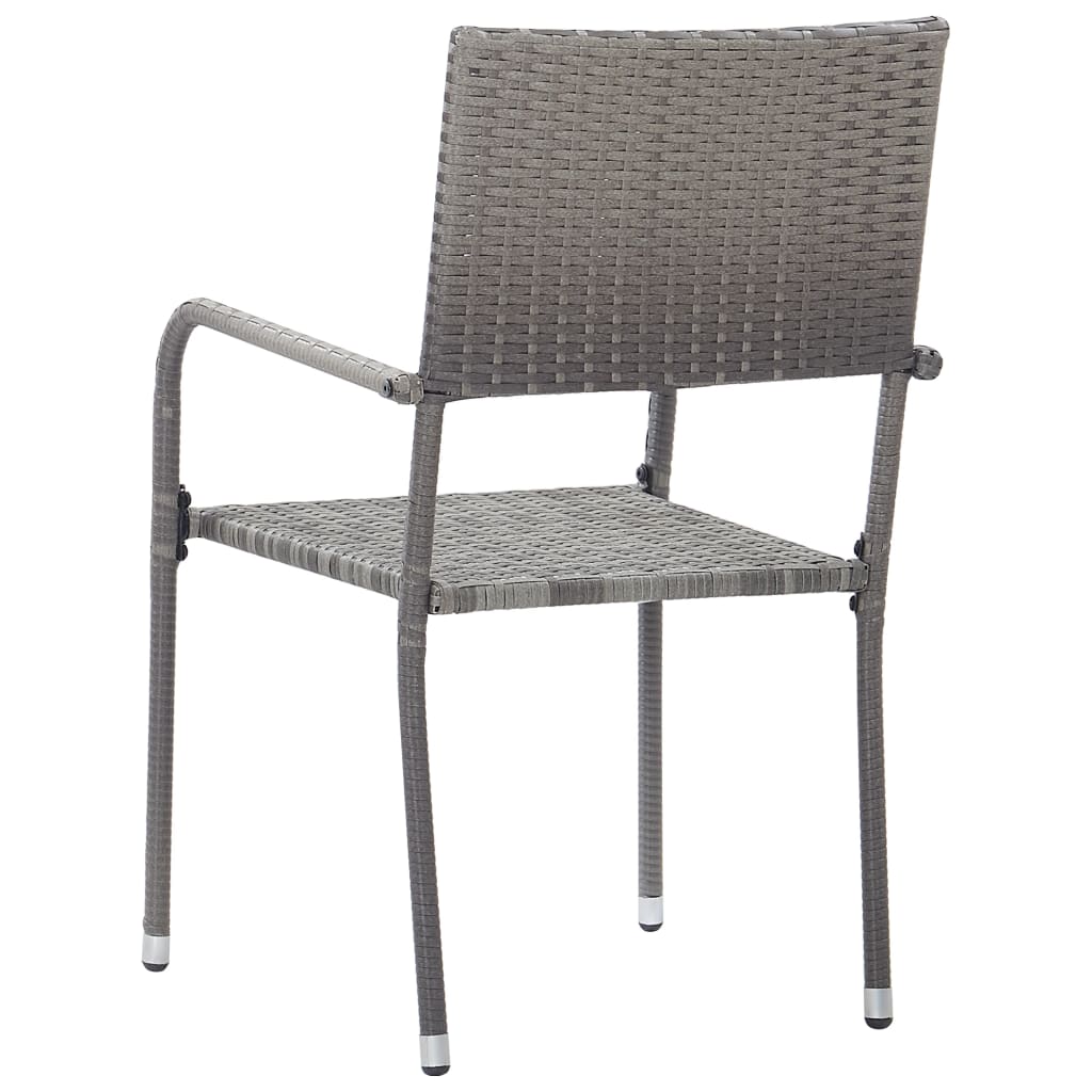 vidaXL Patio Dining Chairs 6 pcs Stackable Gray Poly Rattan-4