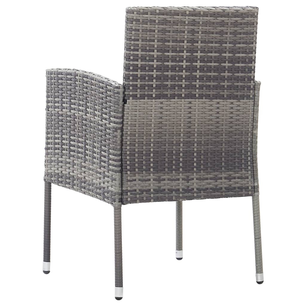 vidaXL Patio Chairs with Dark Gray Cushions 2 pcs Gray Poly Rattan-4