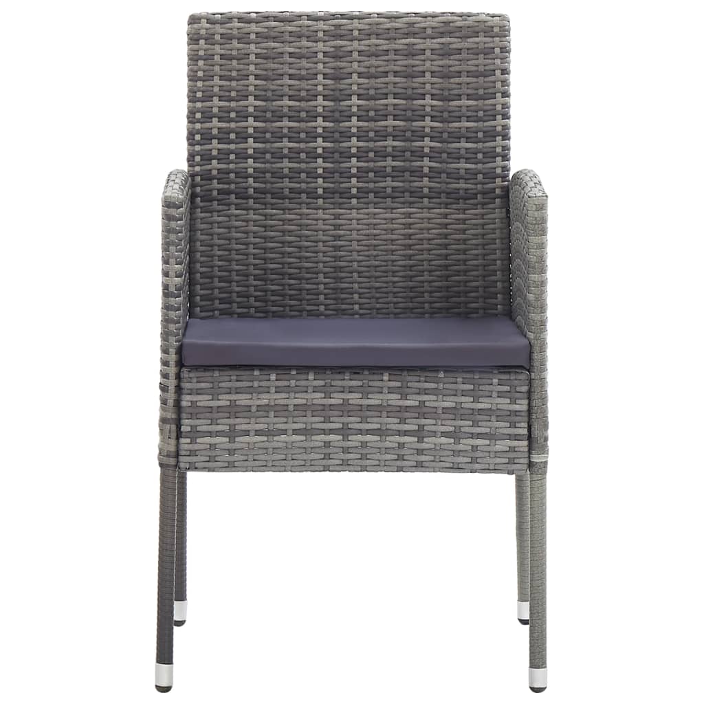 vidaXL Patio Chairs with Dark Gray Cushions 4 pcs Gray Poly Rattan-2