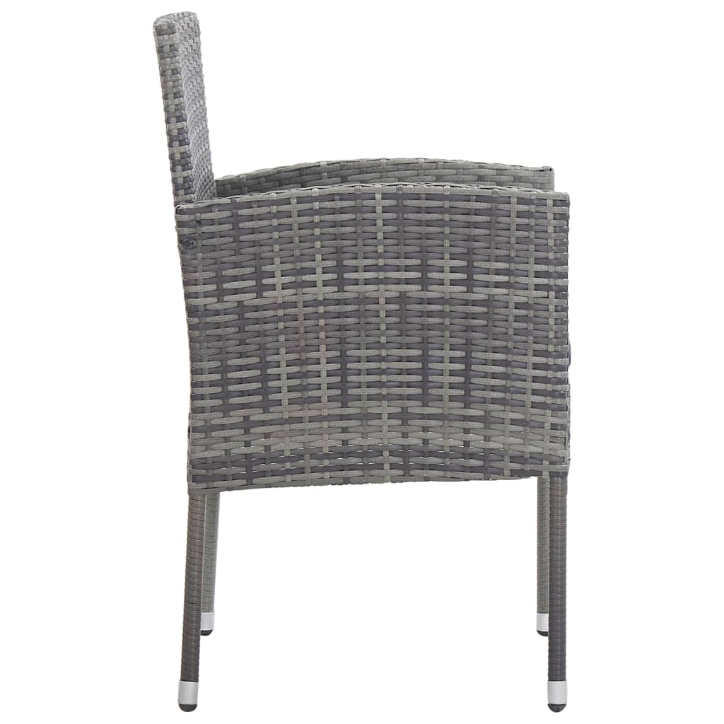 vidaXL Patio Chairs with Dark Gray Cushions 4 pcs Gray Poly Rattan-3