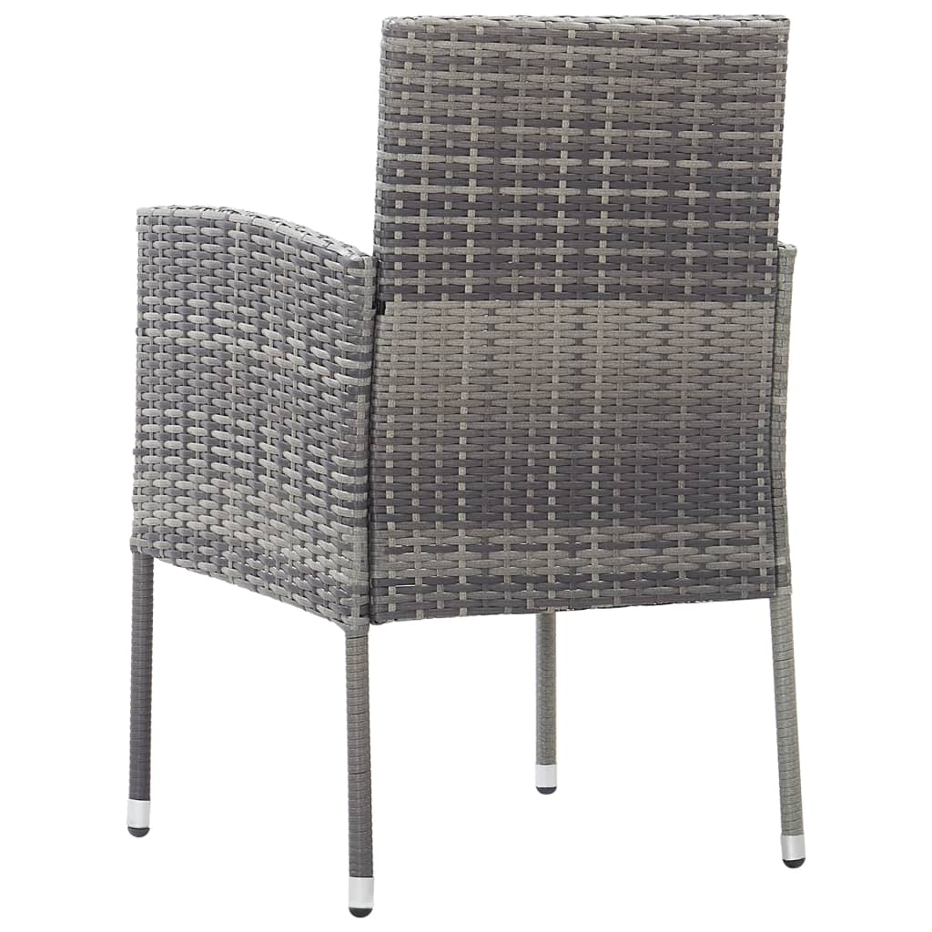 vidaXL Patio Chairs with Dark Gray Cushions 4 pcs Gray Poly Rattan-4