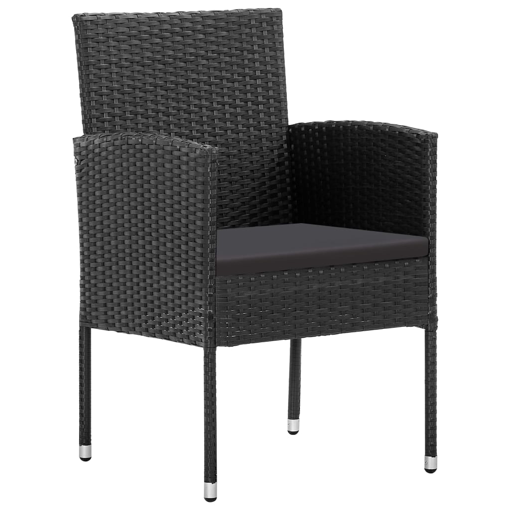 vidaXL Patio Chairs with Black Cushions 4 pcs Black Poly Rattan-1