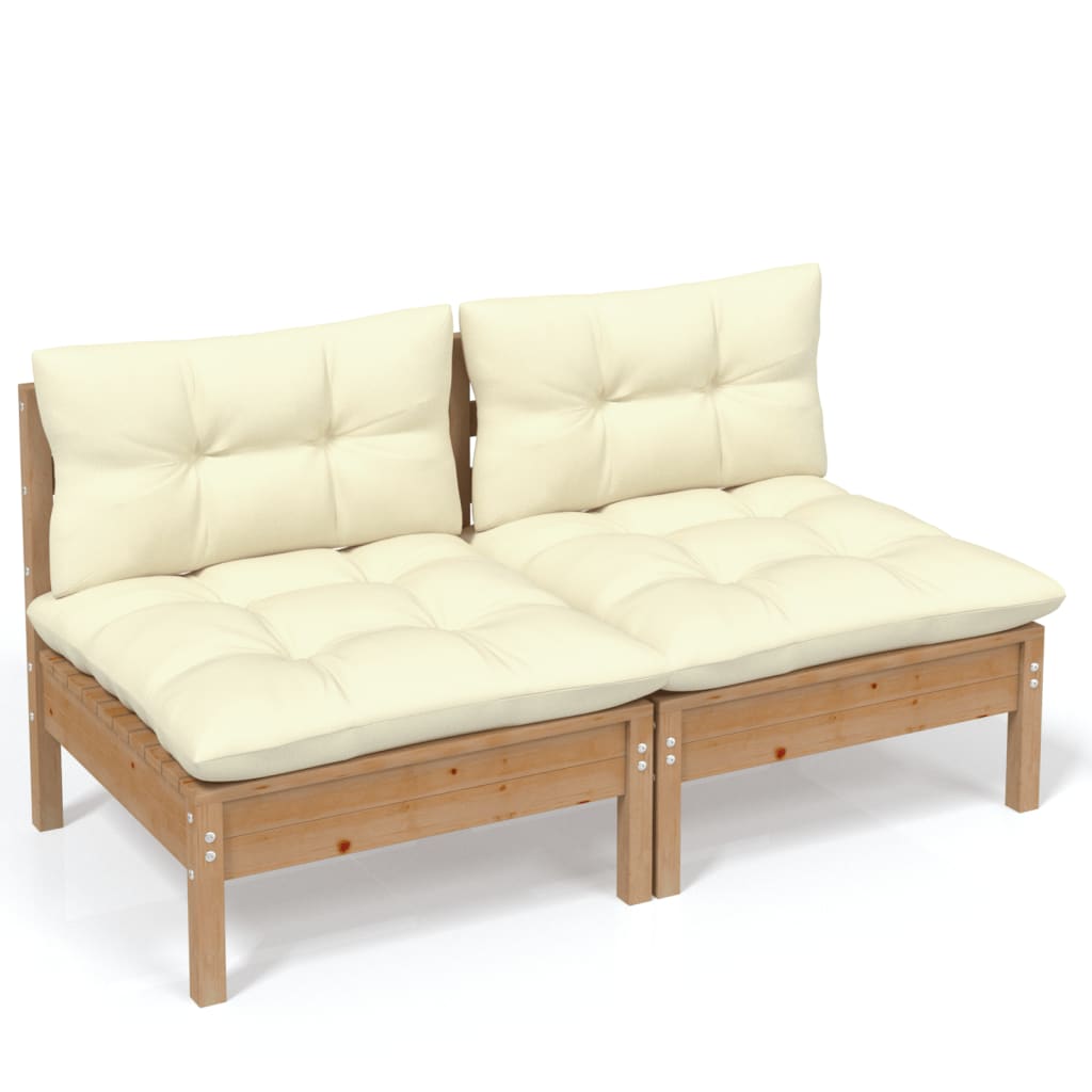 vidaXL Solid Wood Pine 2-Seater Patio Sofa with Cushions Seat Multi Colors-1
