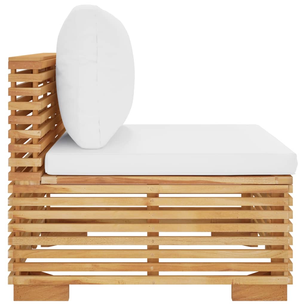 vidaXL Patio Middle Sofa with Cream Cushions Solid Wood Teak-2