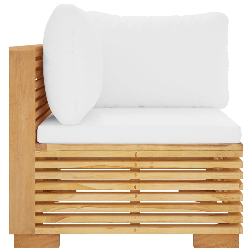 vidaXL Patio Corner Sofa with Cream Cushions Solid Wood Teak-1