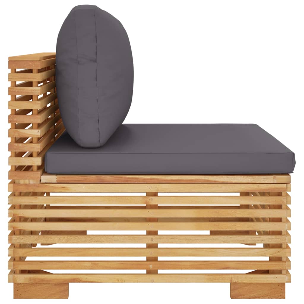 vidaXL Patio Middle Sofa with Dark Gray Cushions Solid Wood Teak-3
