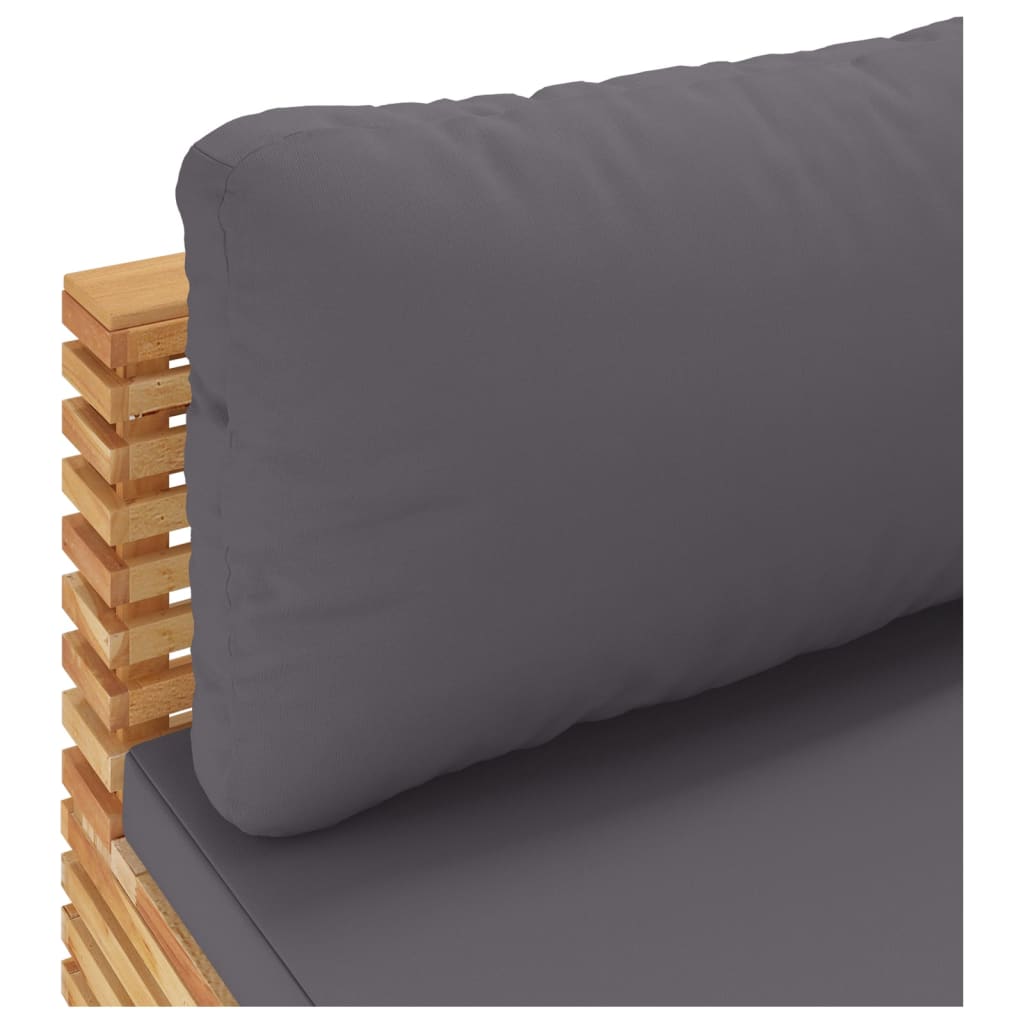 vidaXL Patio Middle Sofa with Dark Gray Cushions Solid Wood Teak-4